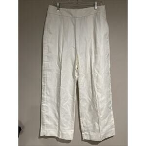 J.Crew high-rise wide leg Ivory linen & Lyocell Blend Pleat Crop pants Sz 8 NWT